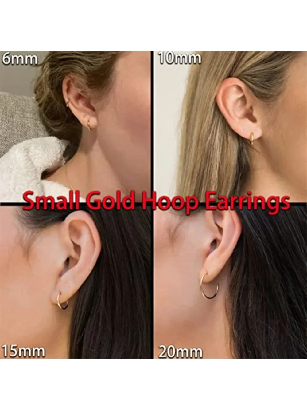 14K Gold Plated Open Huggie Hoop Earrings Set Hypoallergenic Stainless Steel
